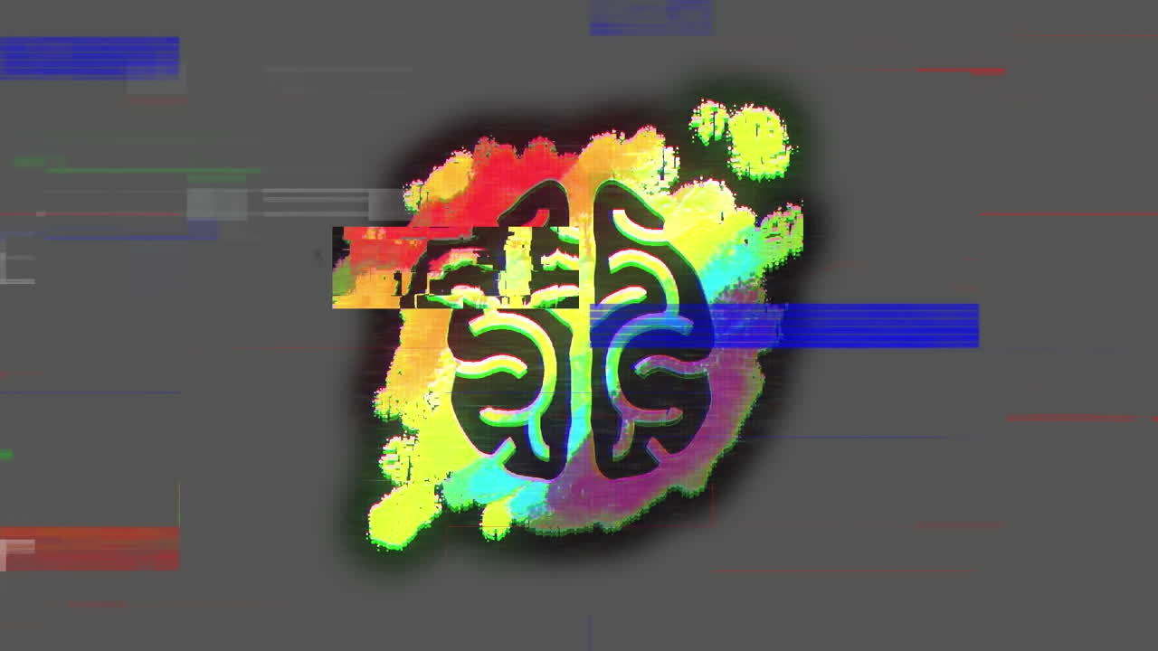 dibujo de cerebro humano en salpicaduras de pintura