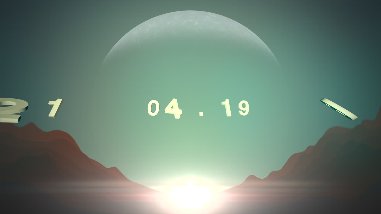 1961년 4월 12일 우주에 달과 붉은 산이 있는