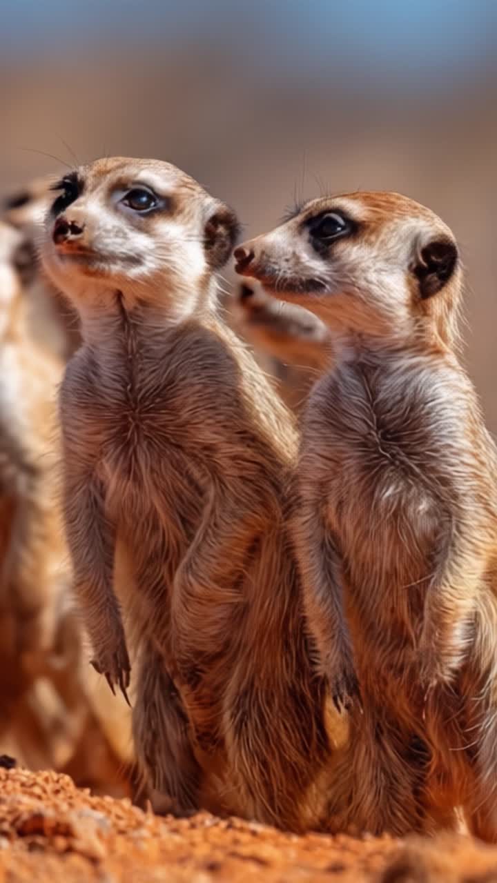 A Pair of Meerkats Engaging in Curiosity: Captivating Moments from a Wild Landscape Showcasing Their Vigilance and Social Bonding