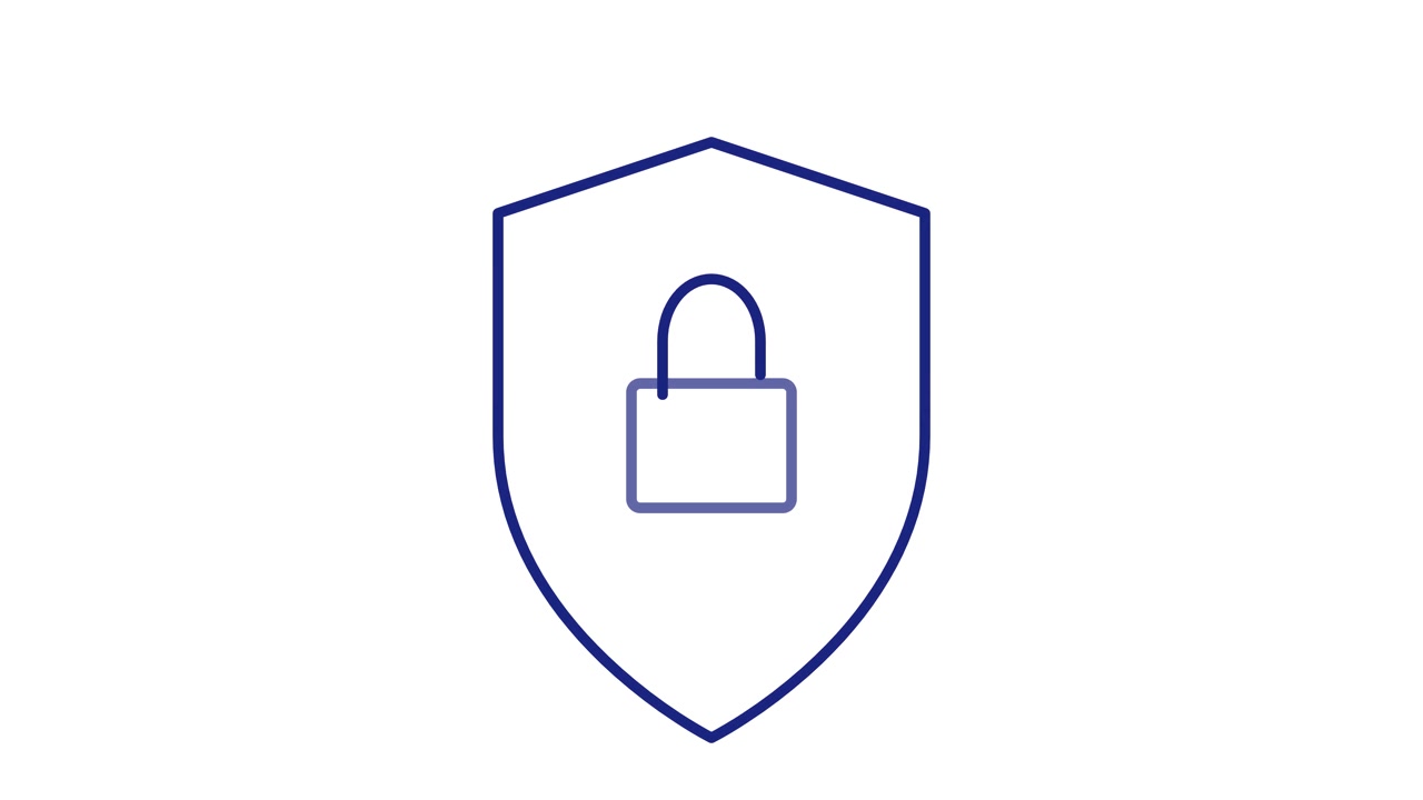 Animated Shield Icon Locking to Represent Digital Security