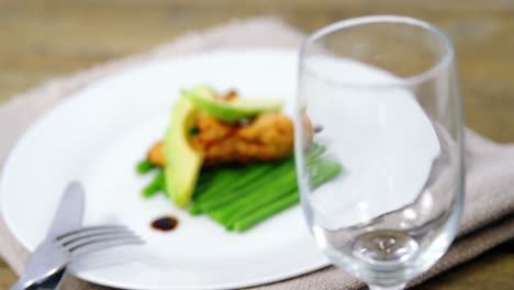 Chopped-vegetables-decorated-on-plate-with-wine