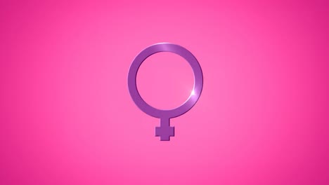 animación del símbolo de género femenino púrpura, en el fondo