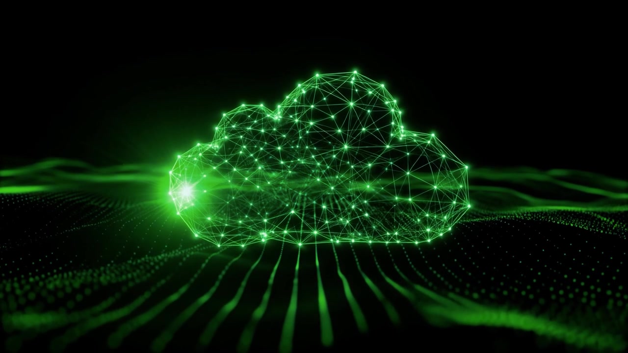 Digital Cloud Computing Network with Glowing Data Transfer