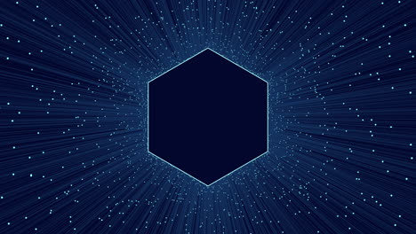 motion neon hexagon with blue lines and dots