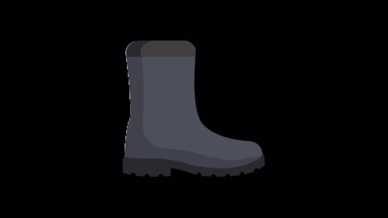 Animiertes graues Stiefel-Symbol auf transparentem Hintergrund