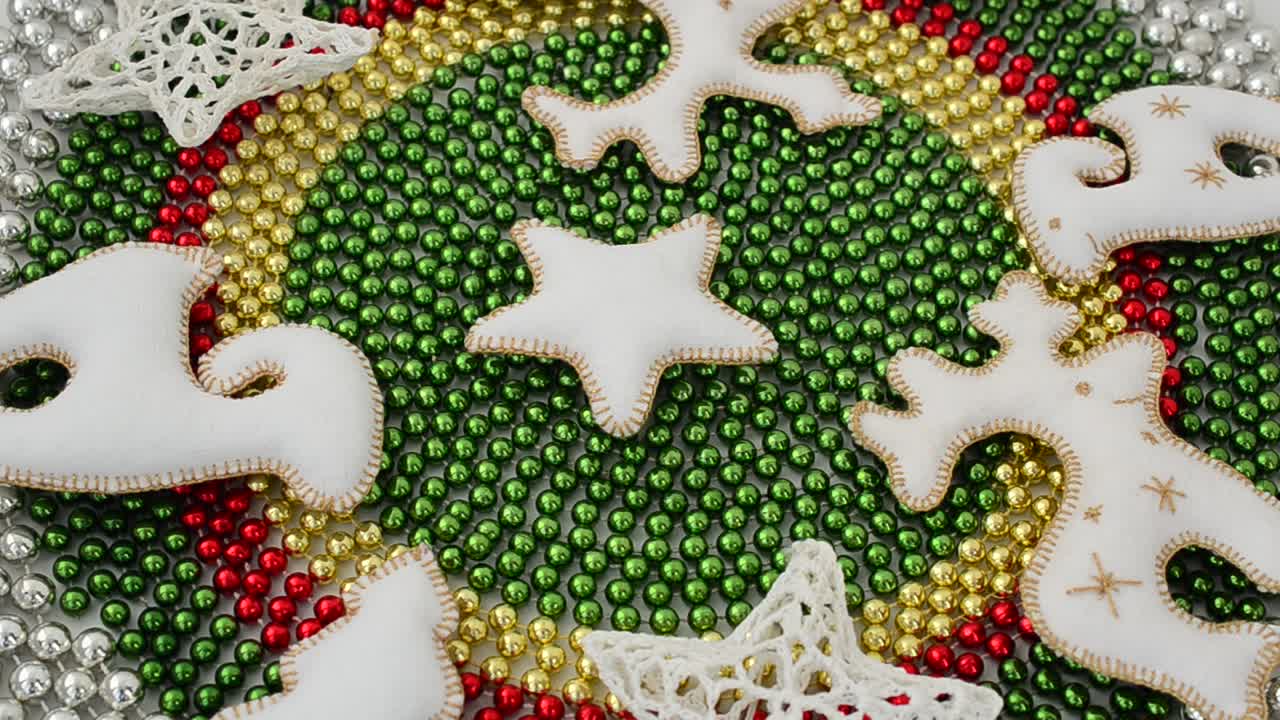 Christmas garland and toys, background. Shooting in the movement