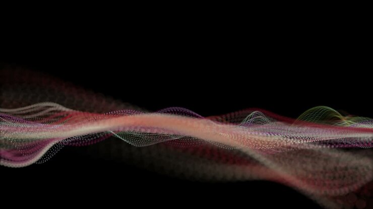 Futuristic animation with particle wave object in slow motion, 4096x2304 loop 4K