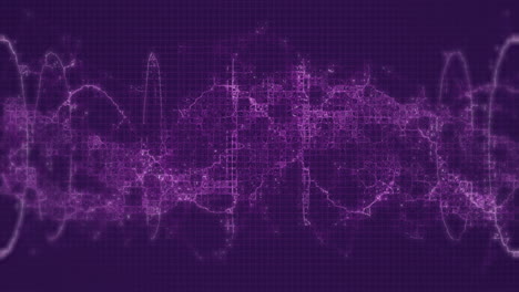 animación de cadena de adn digital sobre un fondo de cuadrícula púrpura