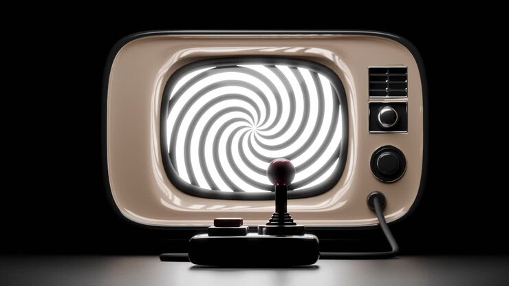 console de videogame retro com joystick e televisão velha