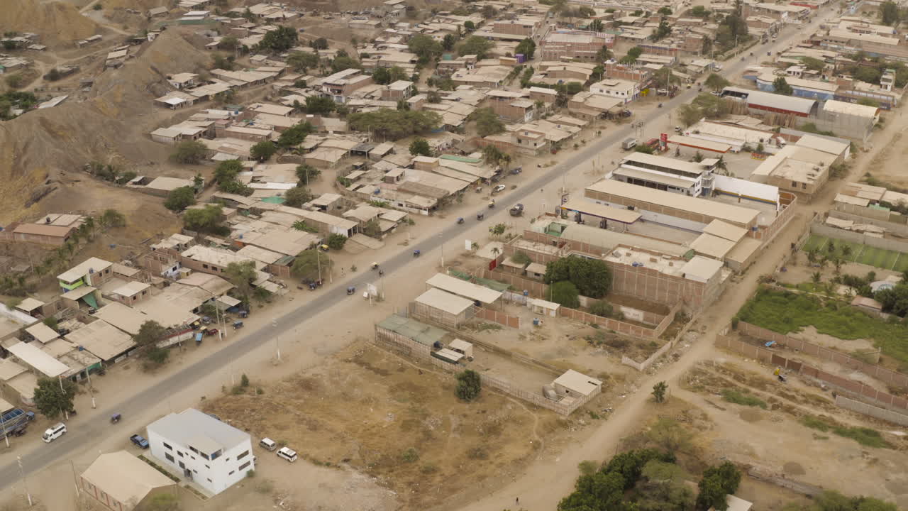 Aerial view of the city of Mancora, Peru, drone