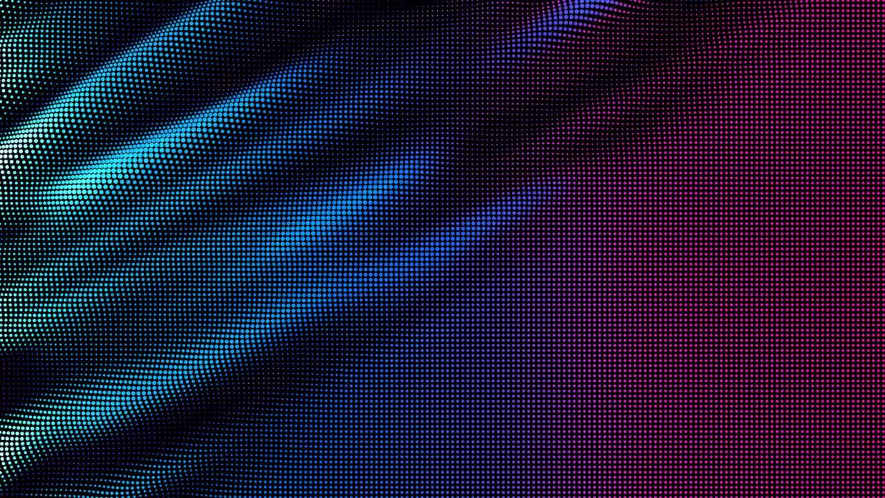 Looped waves of colorful points. Digital data splash of point array. Futuristic smooth glitch UI element