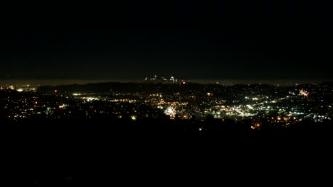 Timelapse-of-the-4th-of-July-fireworks-in-Los-Angeles,-California