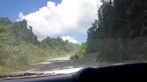 Bouncy-4WD-Truck-Ride-On-Rough-Road-in-Bougainville,-Papua-New-Guinea