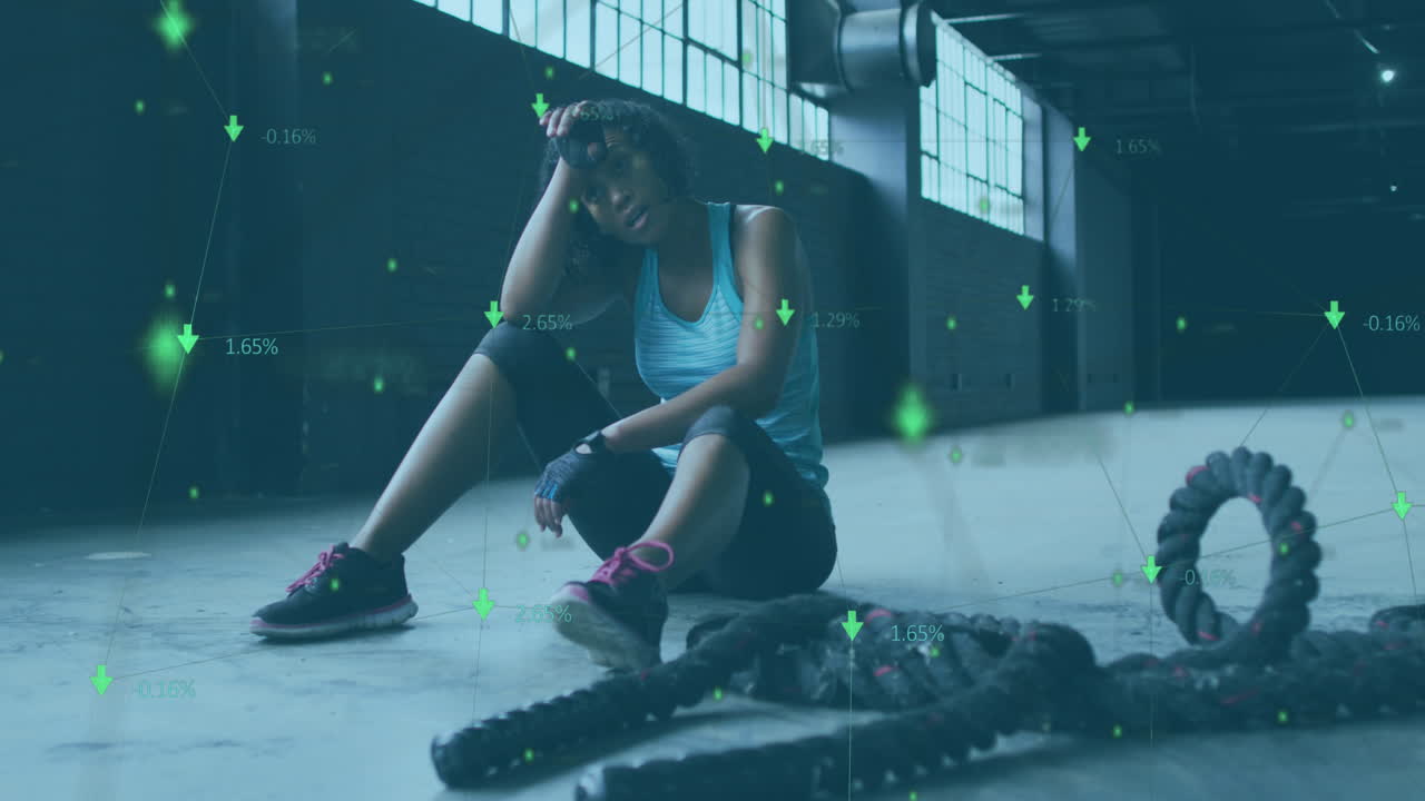 여성의 무거운 호흡에 대한 통계와 그래프의 애니메이션