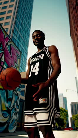 basketball player in urban setting