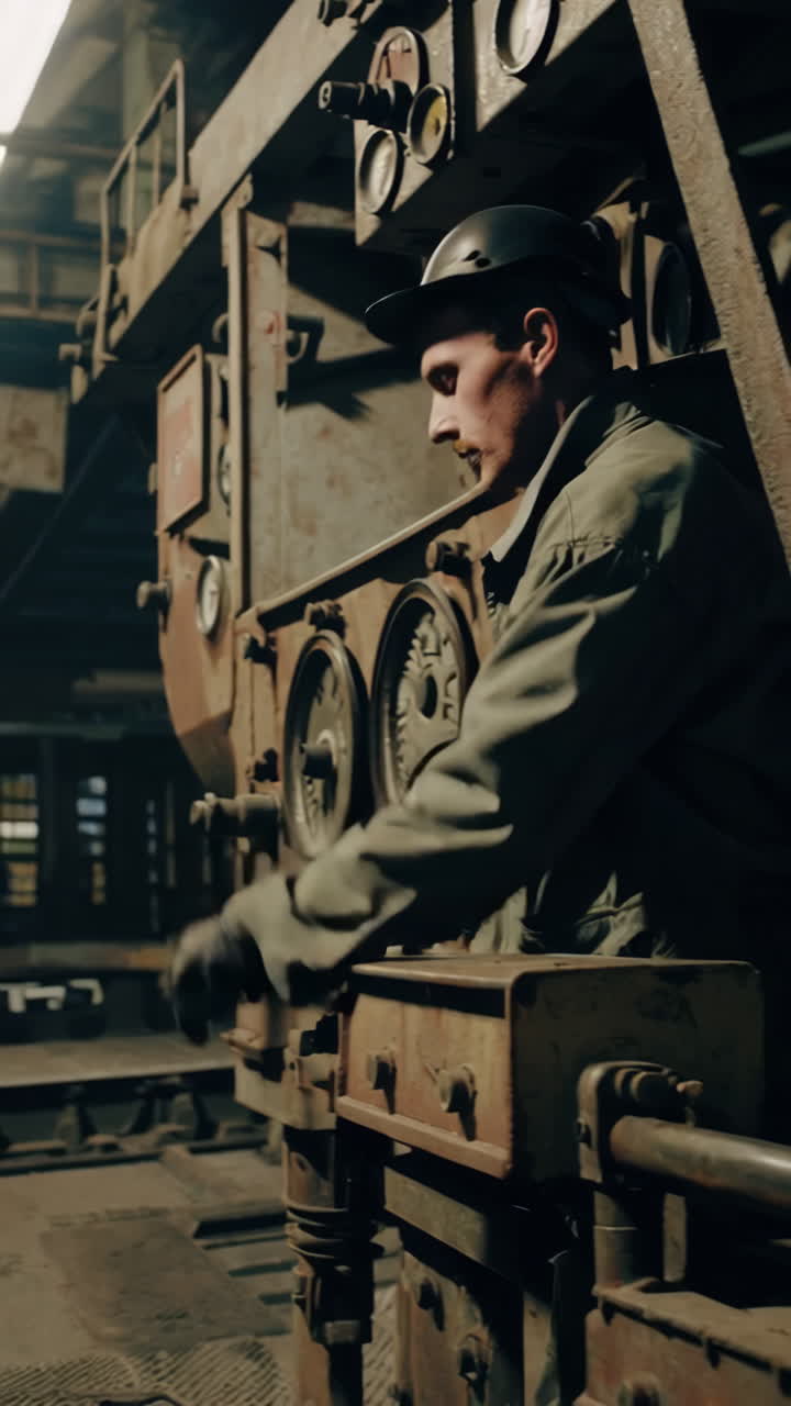Průmyslové stroje a dělníci v továrně