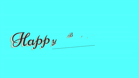 파란색과 색으로 생일을 축하합니다. 간단하지만 축제적인 인사카드입니다.