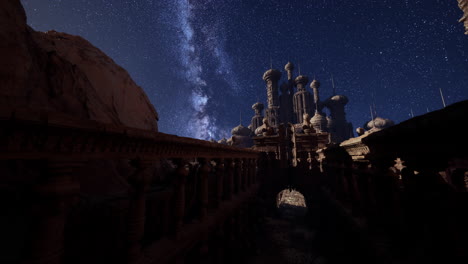 a fantasy castle under a starry sky