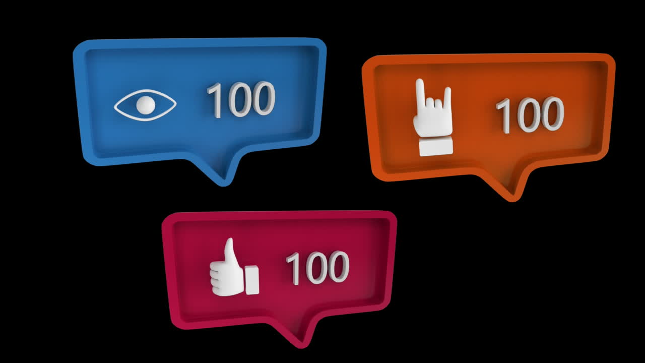 iconos con un número creciente en las redes sociales