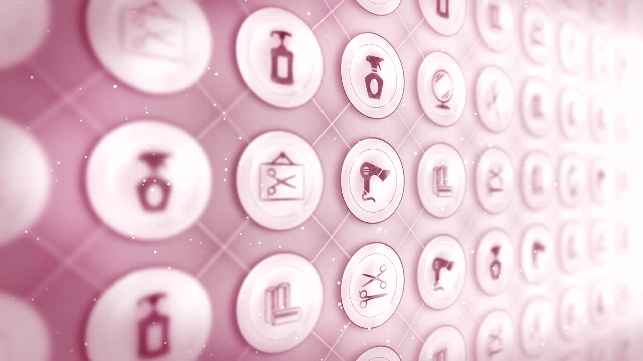 헤어드레스 아이콘 세트, 헤어 살롱 아이템 배경, cg 루프 애니메이션