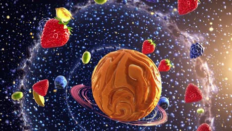 planeta de la fruta en el espacio