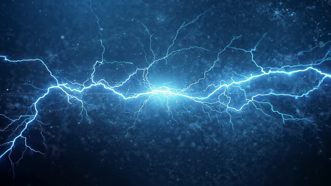 Faint glow initiating electric arc moving through void branching plasma cloud showing energy flow