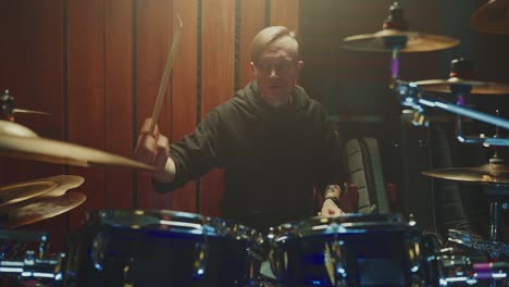 drummer in a recording studio