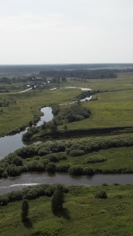 aerial view of a river and countryside landscape