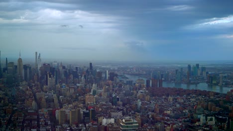 aerial birds eye view of new york city from world trade center, nyc skyline 2022