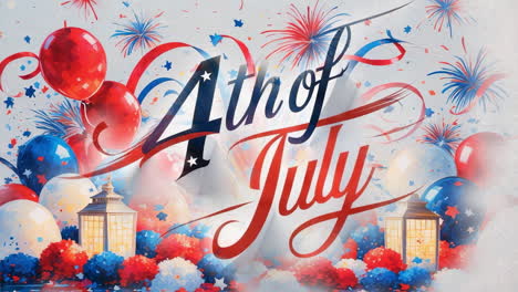 vibrant 4th of july celebration with fireworks and patriotic decor