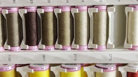 multicolored Threads on the Shelves in the Store Sewing Kit Specialized Sewing Shop Multicolored Threads on the Shelves in the Store Sewing Kit Specialized Sewing Shop