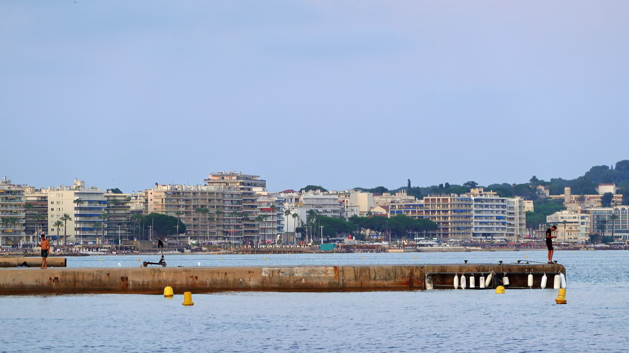 View of the sea at the Midi beach in Cannes, France