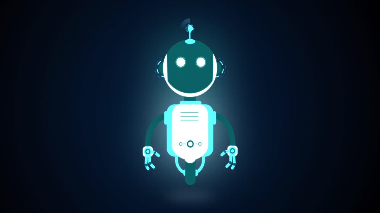 animación del icono del robot ai en fondo negro