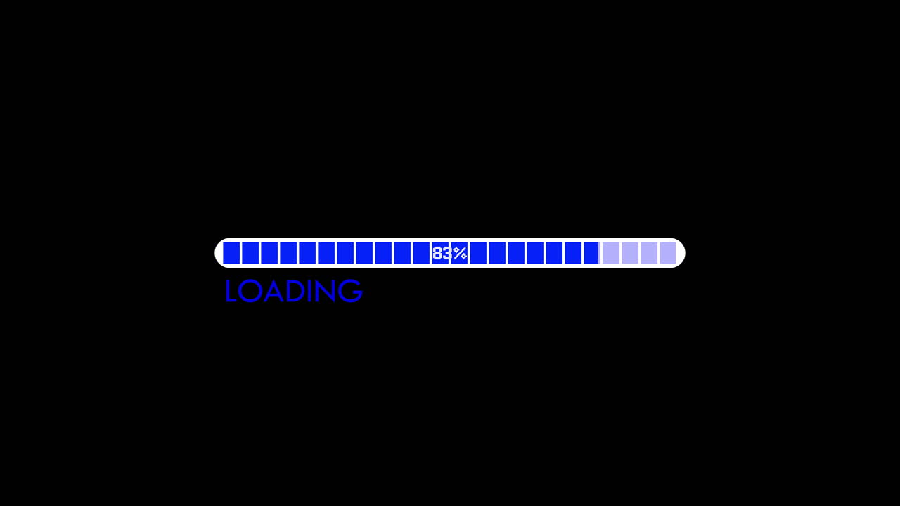Digital Loading Progress Bar Animation on Black Background