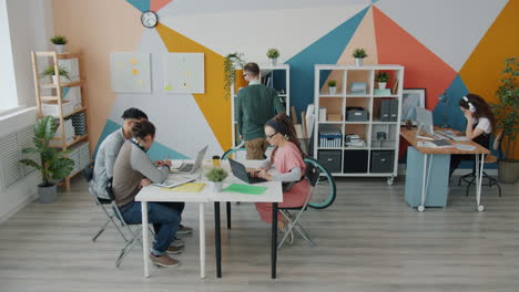 creative team working in a colorful office