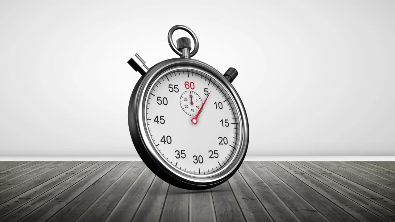 Stopwatch in room with wooden floors