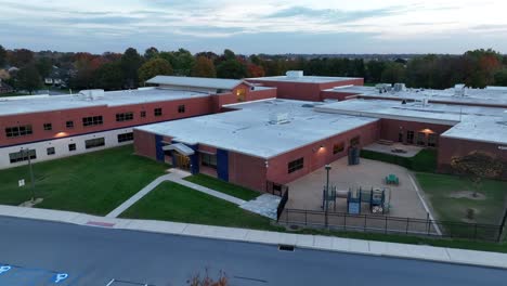 American-public-school-at-dusk