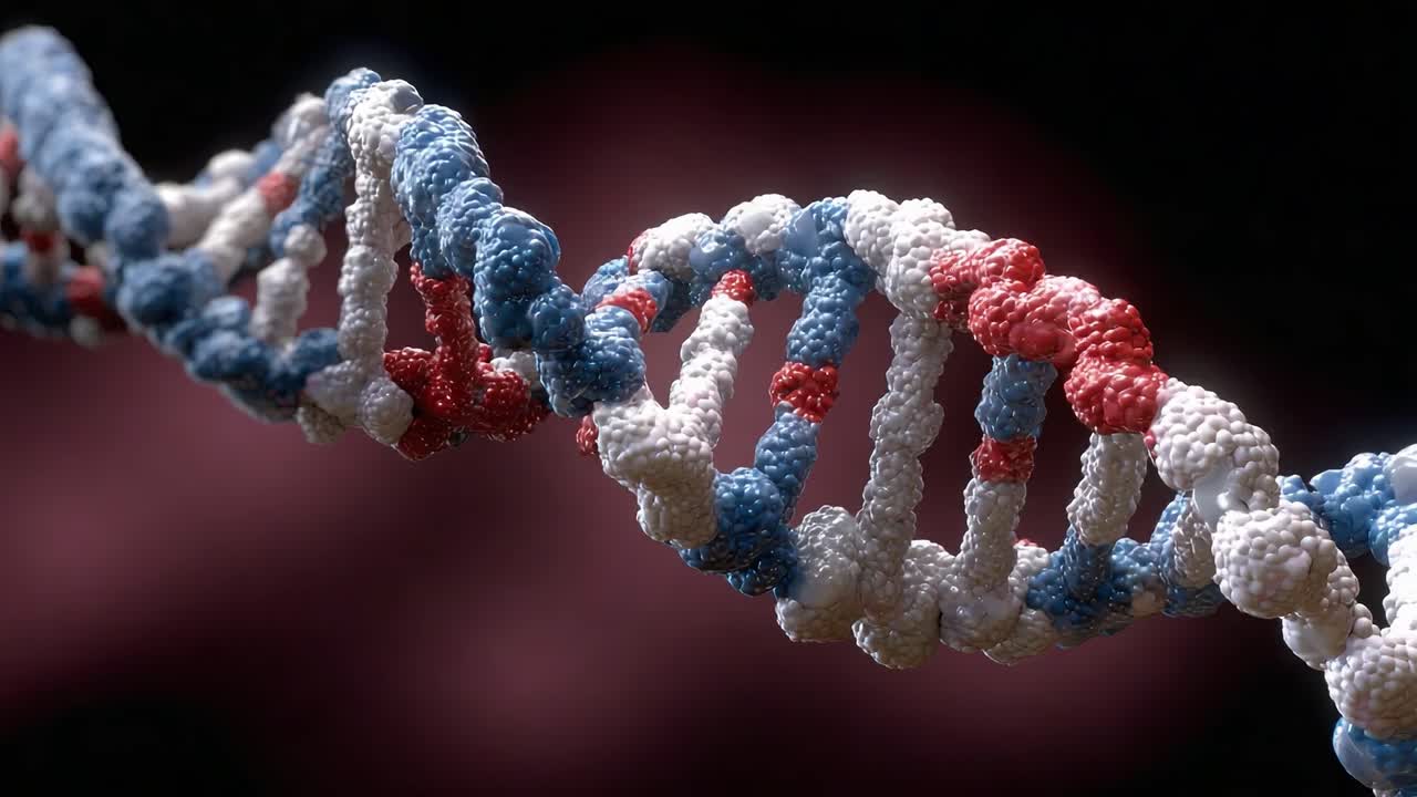 Exploring the Intricate Structure of DNA: A Close-Up View of Its Double Helix Featuring Colorful Nucleotide Patterns and Molecular Complexity