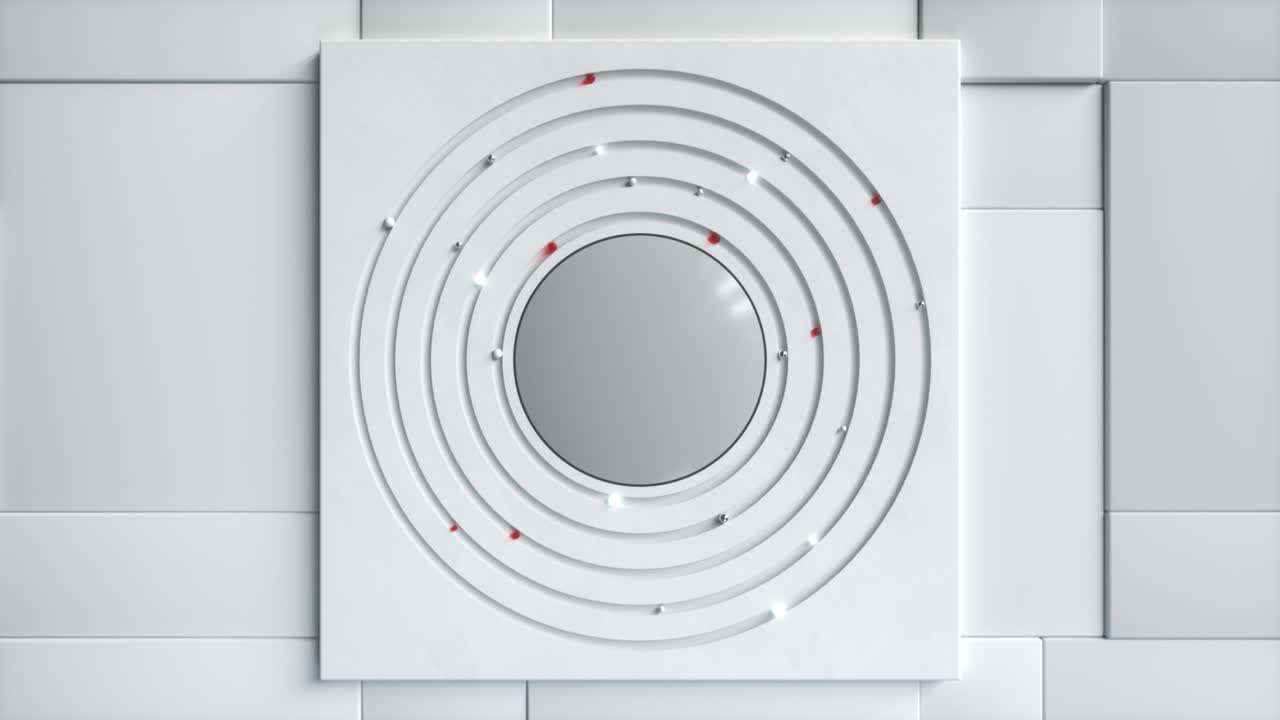 추상적인 비즈니스 배경: 다른 영역이 중앙에서 원으로 움직입니다. 기술 개념: 원활한 루프 3d 애니메이션.