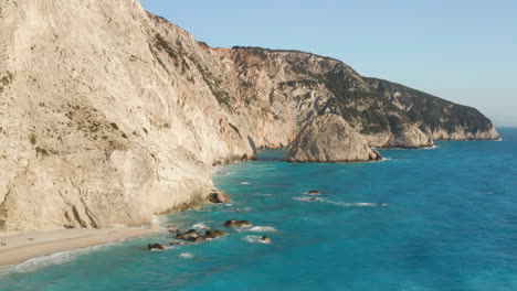 massive cliffs with crystal clear water at porto katsiki in ionian island of lefkada, greece