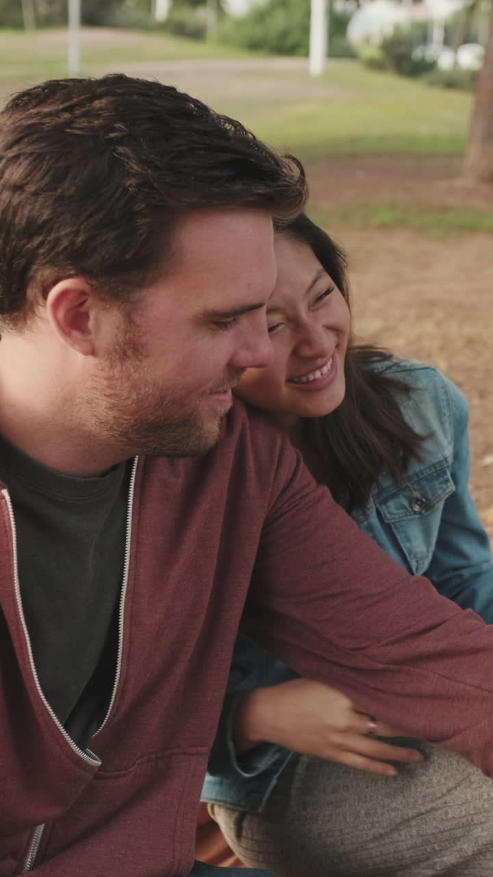 Couple enjoying each other's company outdoors