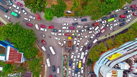 huge traffic jam at fuente circle in cebu city, philippines