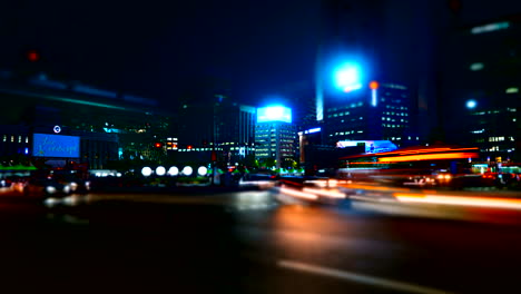 panning time lapse of traffic in downtown seoul, south korea