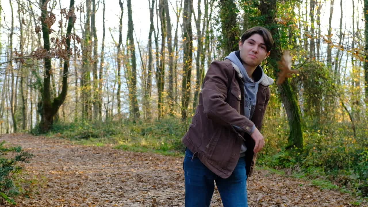 осенние коричневые листья в руке