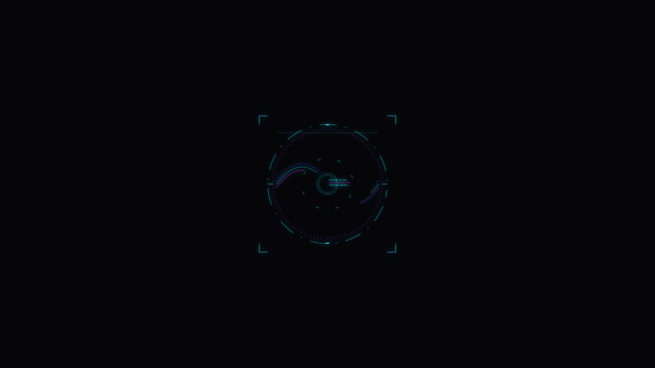 Futuristic Digital HUD Interface with Rotating Circular Scan
