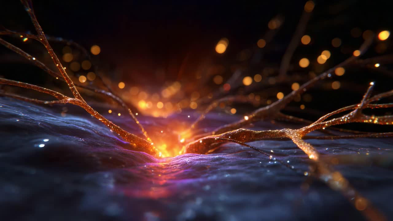 A Stunning Visualization of Energy Flow with Glowing Tendrils in a Dynamic Abstract Scene, Highlighting Vibrant Colors and Intricate Texture Patterns