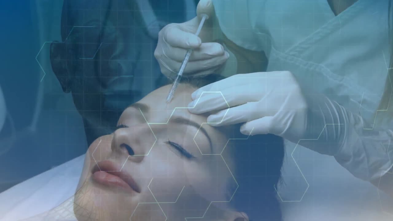 수술을 받고 있는 클리닉의 측면 뷰 여성