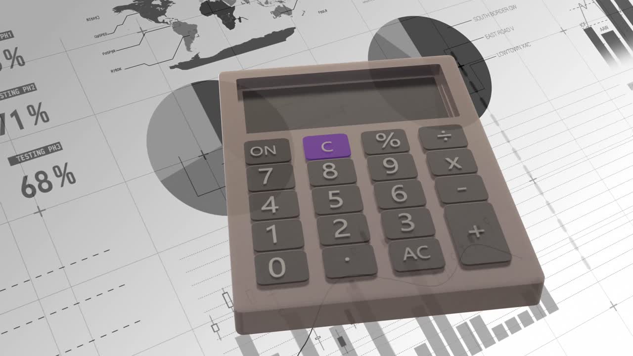 animación del procesamiento de datos financieros a través de una calculadora