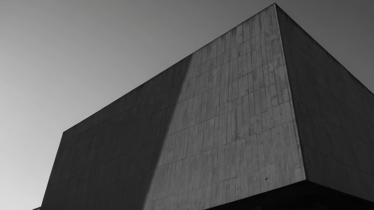 Modern Concrete Building in Grayscale