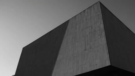 modern concrete building in grayscale